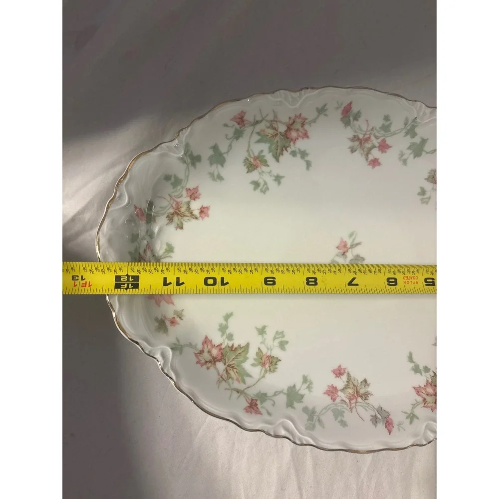 Hutschenreuther Selb Bavaria US Zone Porcelain Floral Serving Set 3pc Gold Trim
